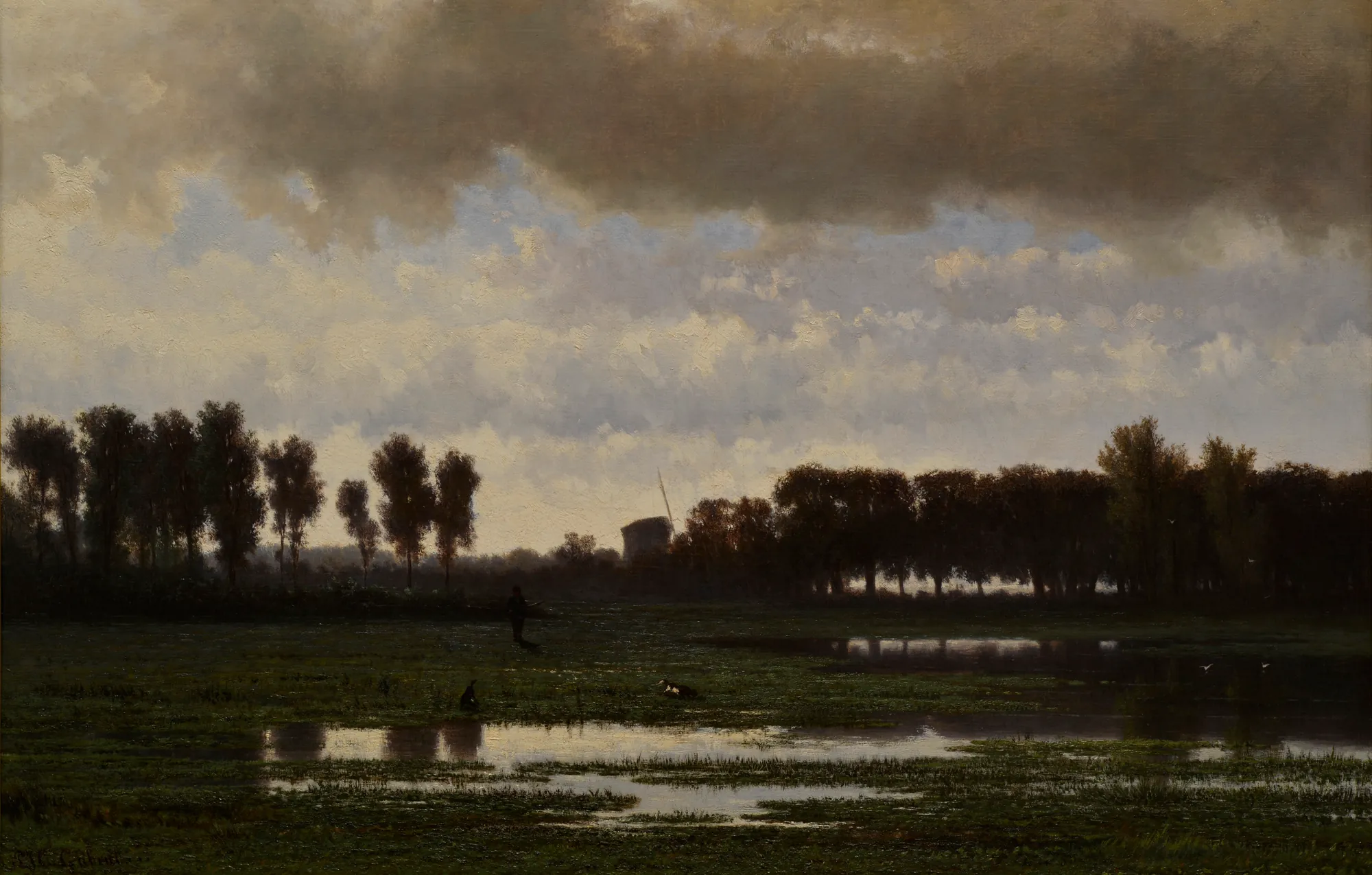 Hunter in a Polder Landscape