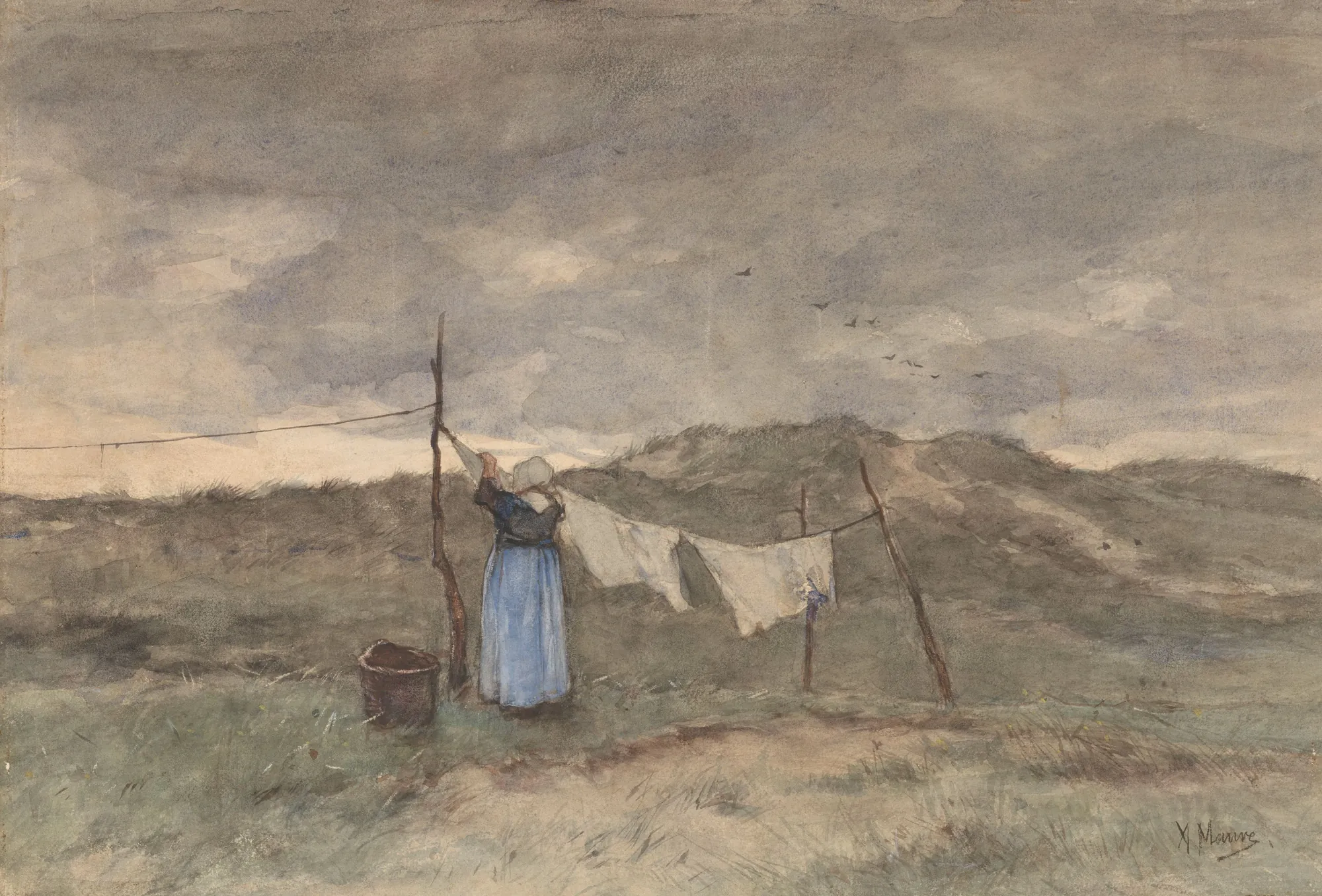 Woman by a Clothesline in the Dunes