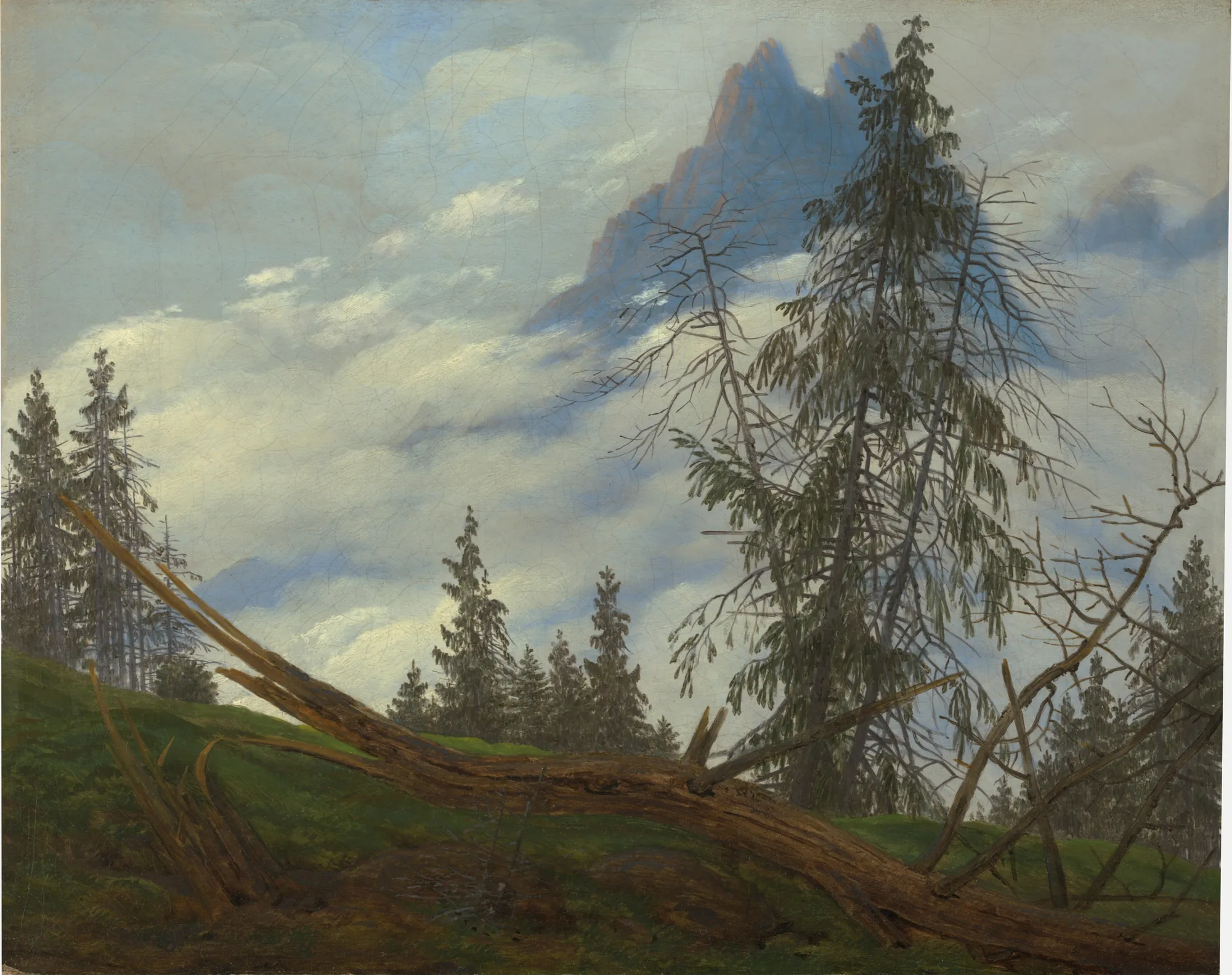 Mountain Peak with Drifting Clouds