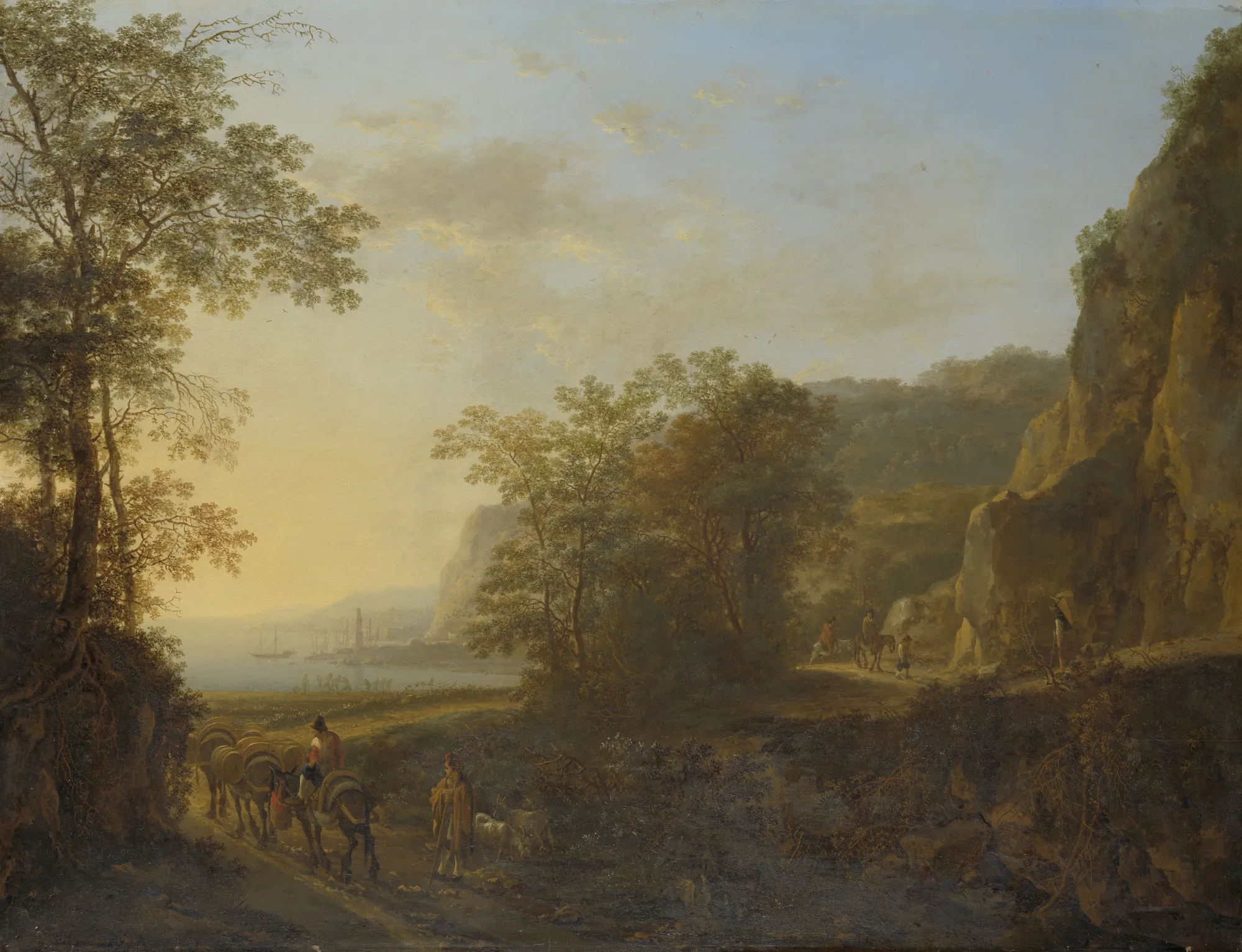 Italian Landscape with a View of a Harbor