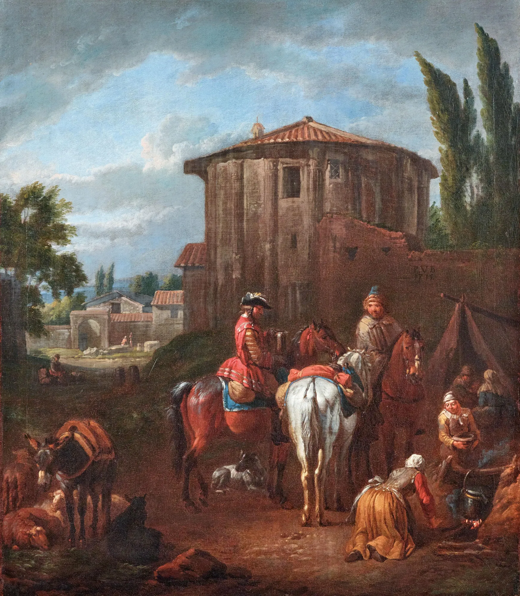 Roman Landscape with Figures and Animals before the Temple of Vesta