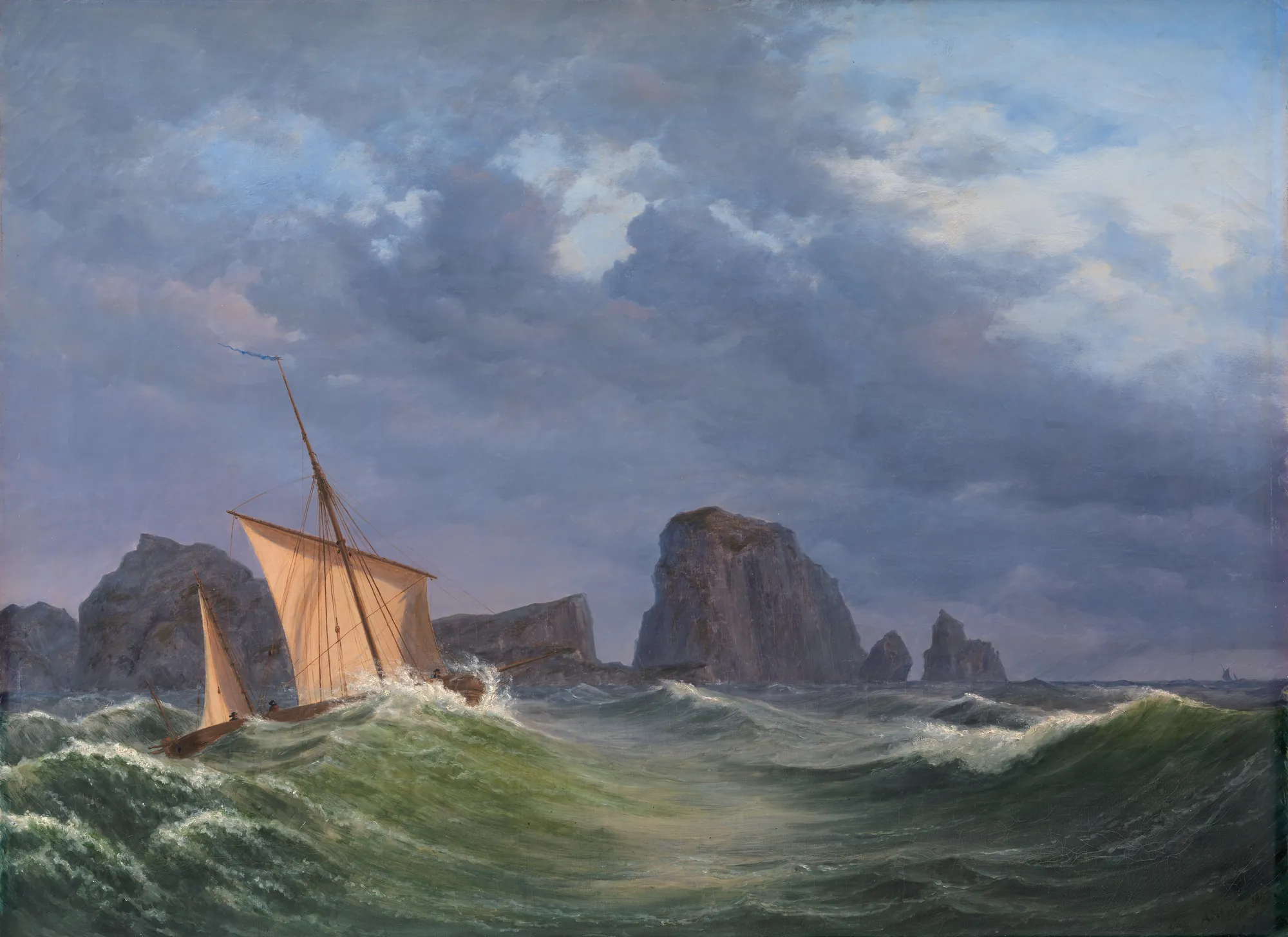 A Shetland Fishing Boat in Stormy Weather North of the Orkney Islands