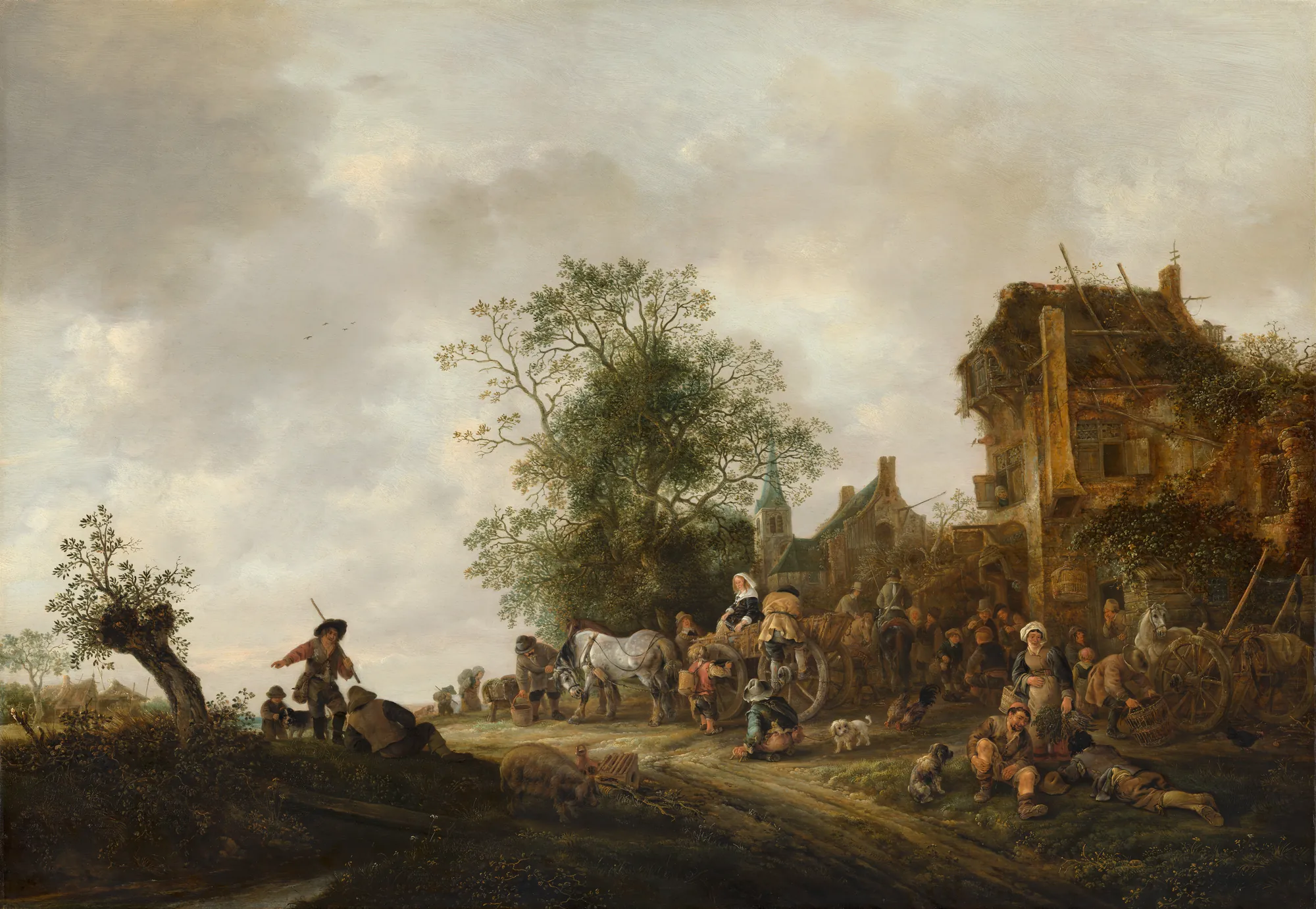 Travellers before an Inn