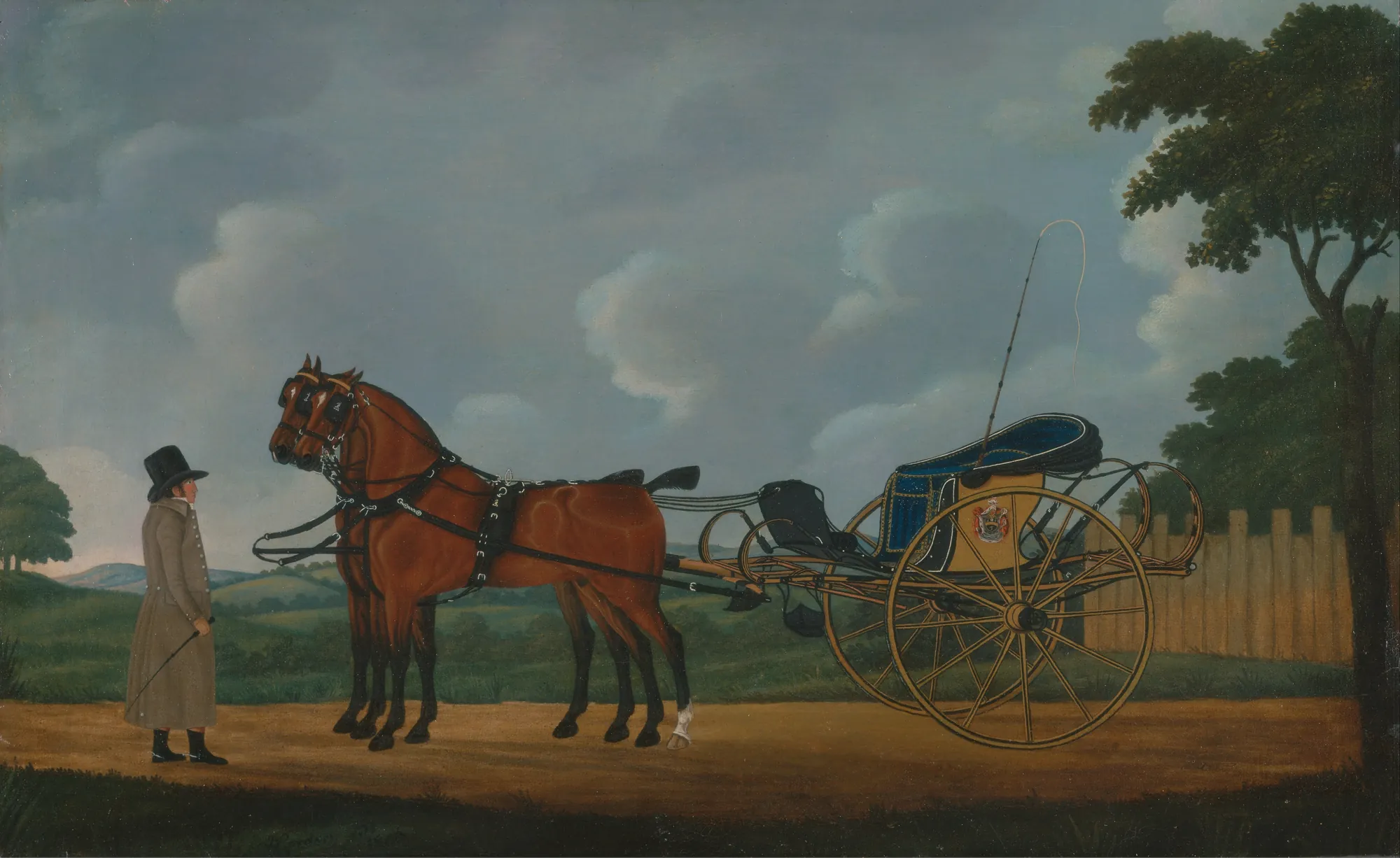 A Gentleman with His Pair of Bays Harnessed to a Curricle