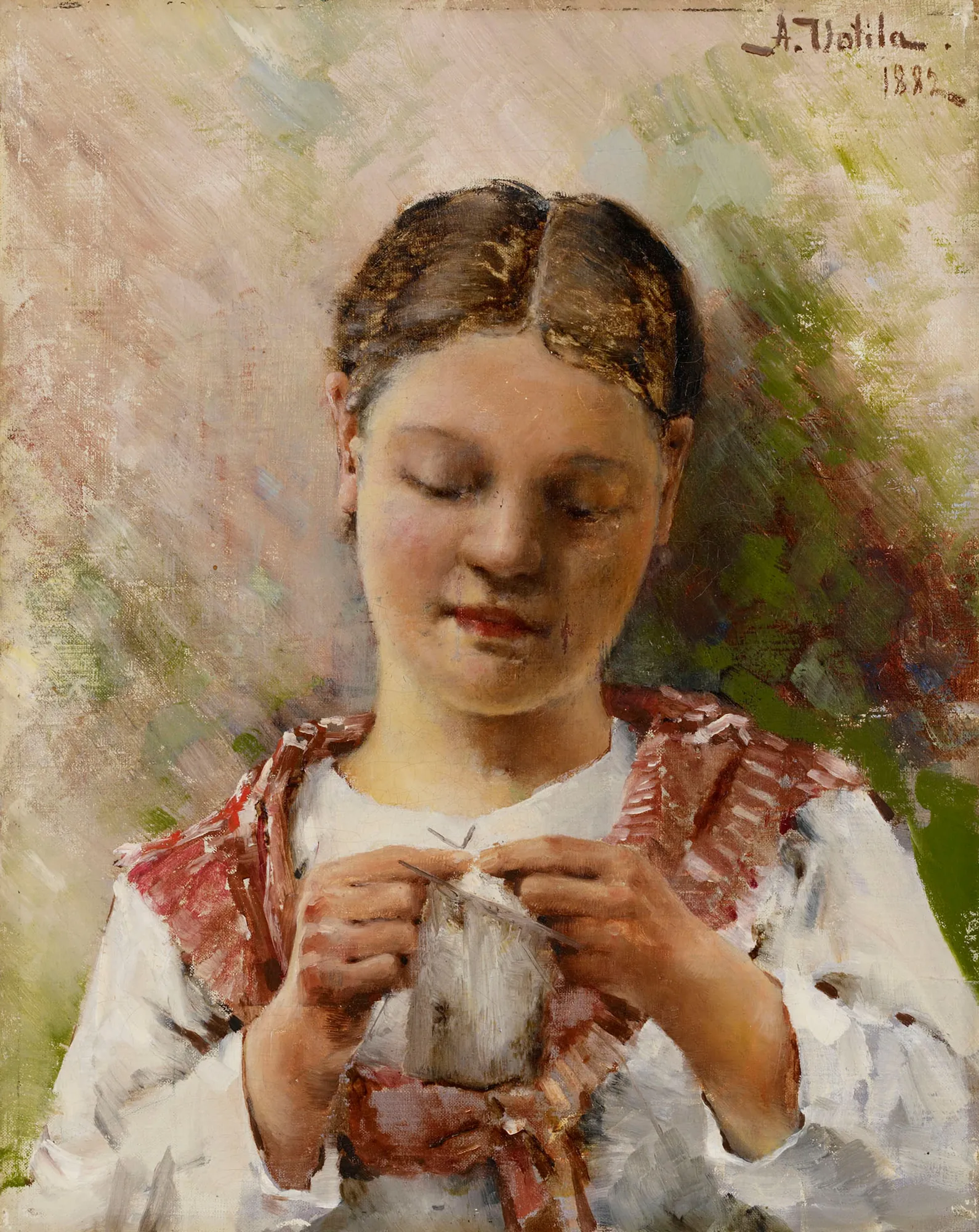 Girl Knitting