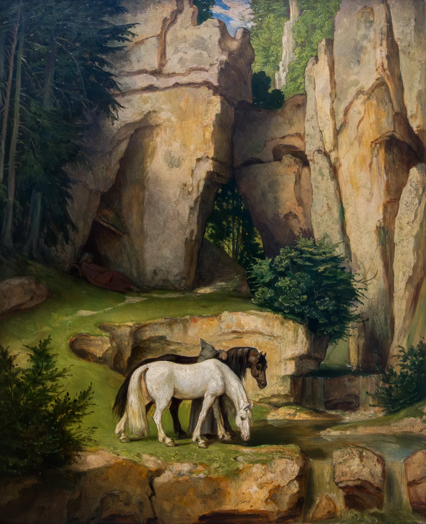 A Hermit Leading Horses to Water