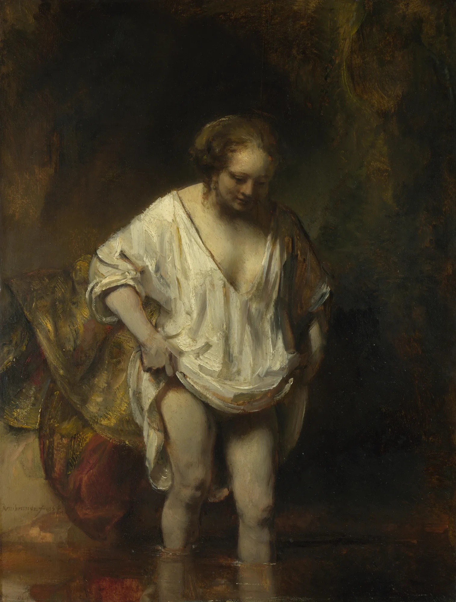 A Woman Bathing in a Stream
