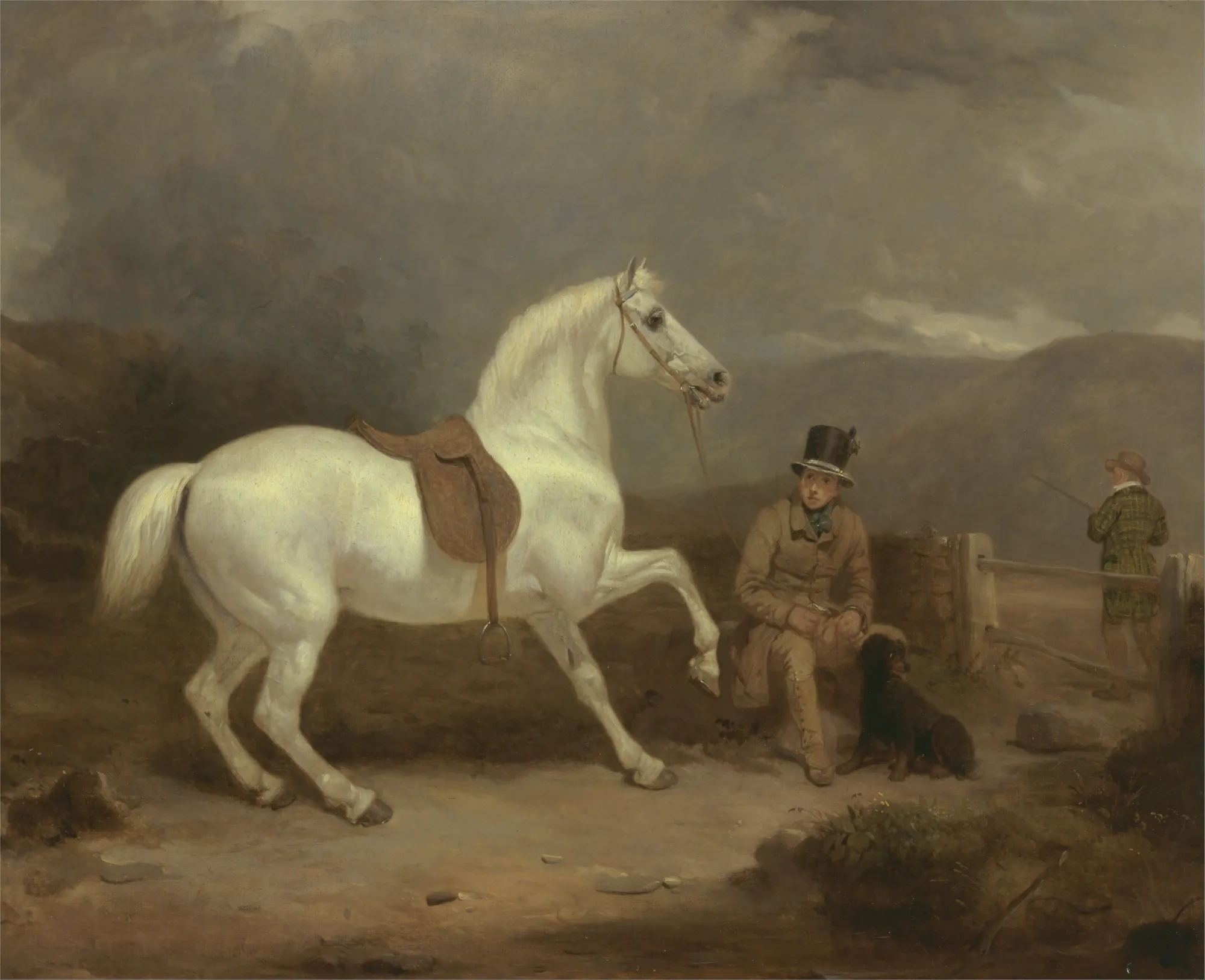 Grey Shooting Pony with a Groom
