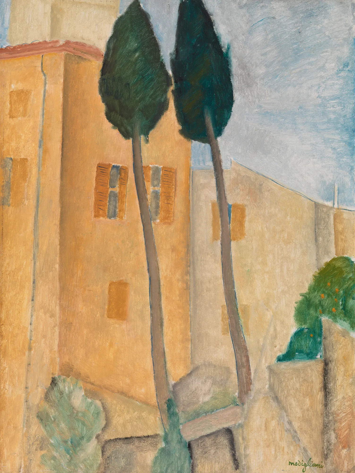 Cypresses and Houses at Cagnes