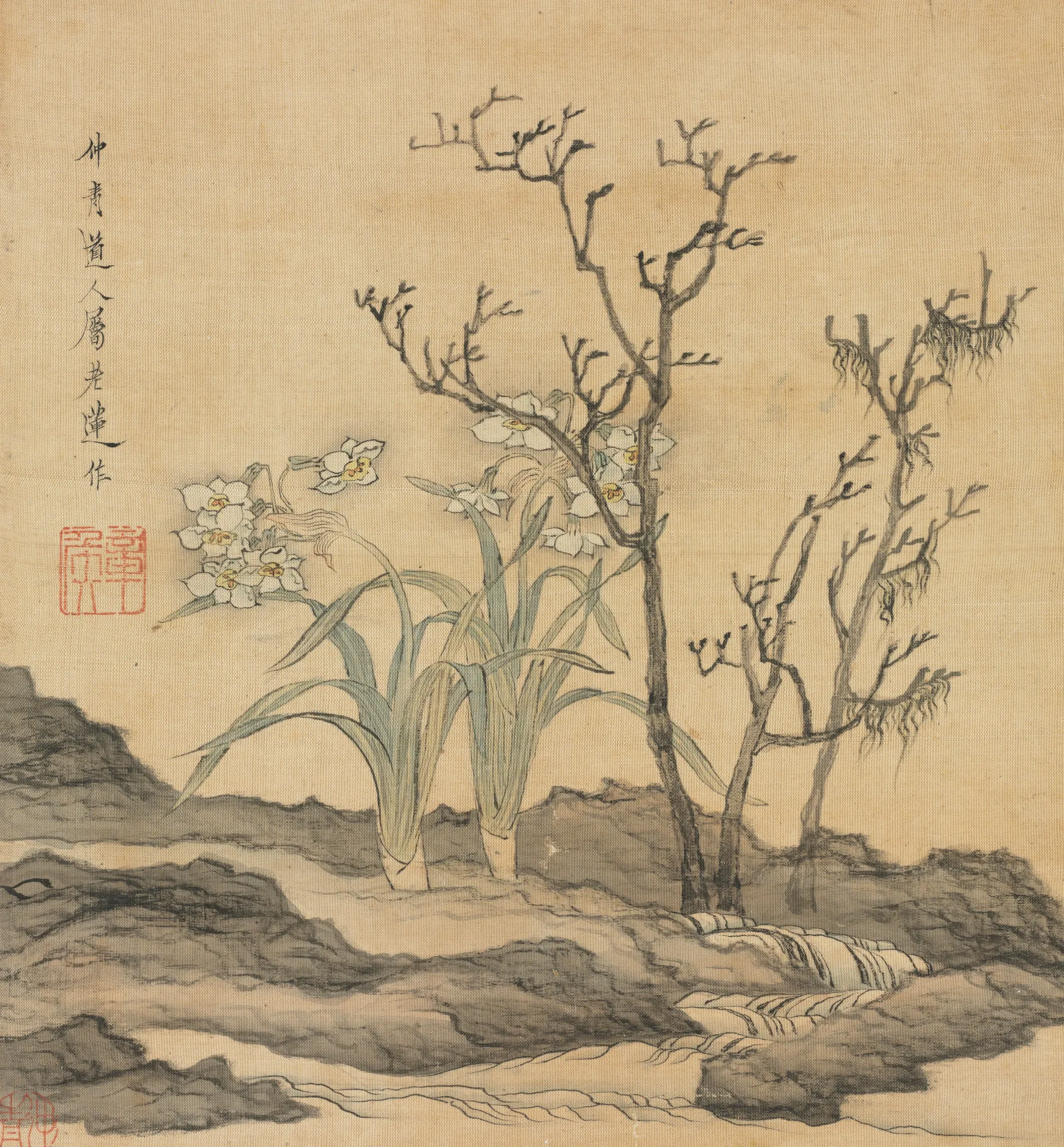 Narcissus and Bare Trees