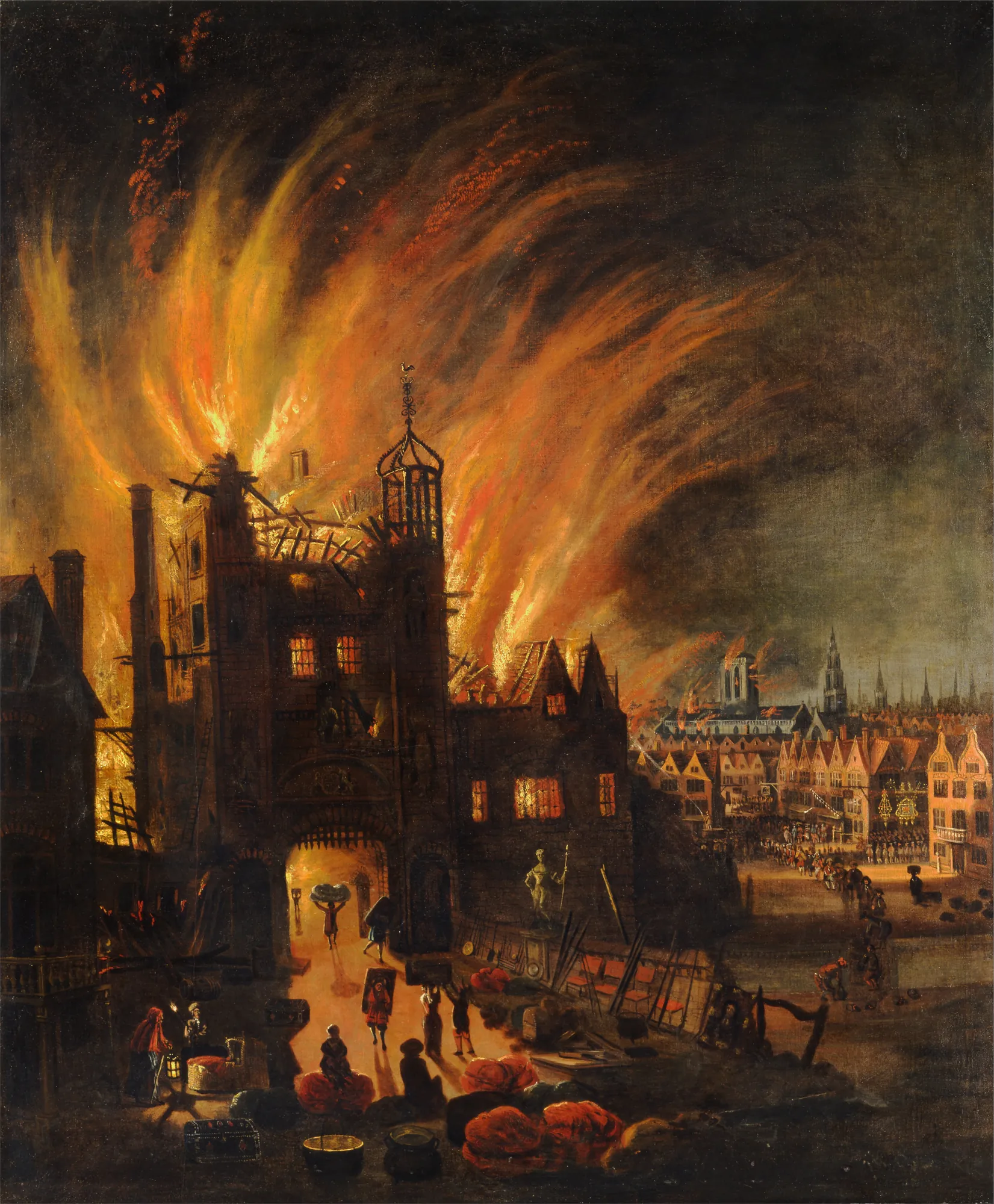 The Great Fire of London, with Ludgate and Old St. Paul's
