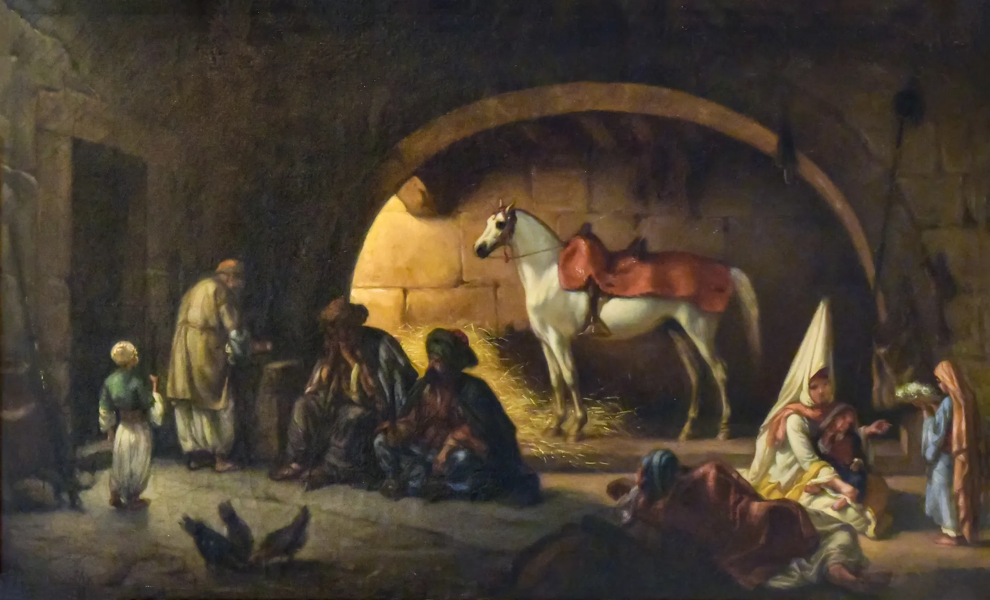 Repos de voyageurs syriens dans un Khan près de Beyrouth