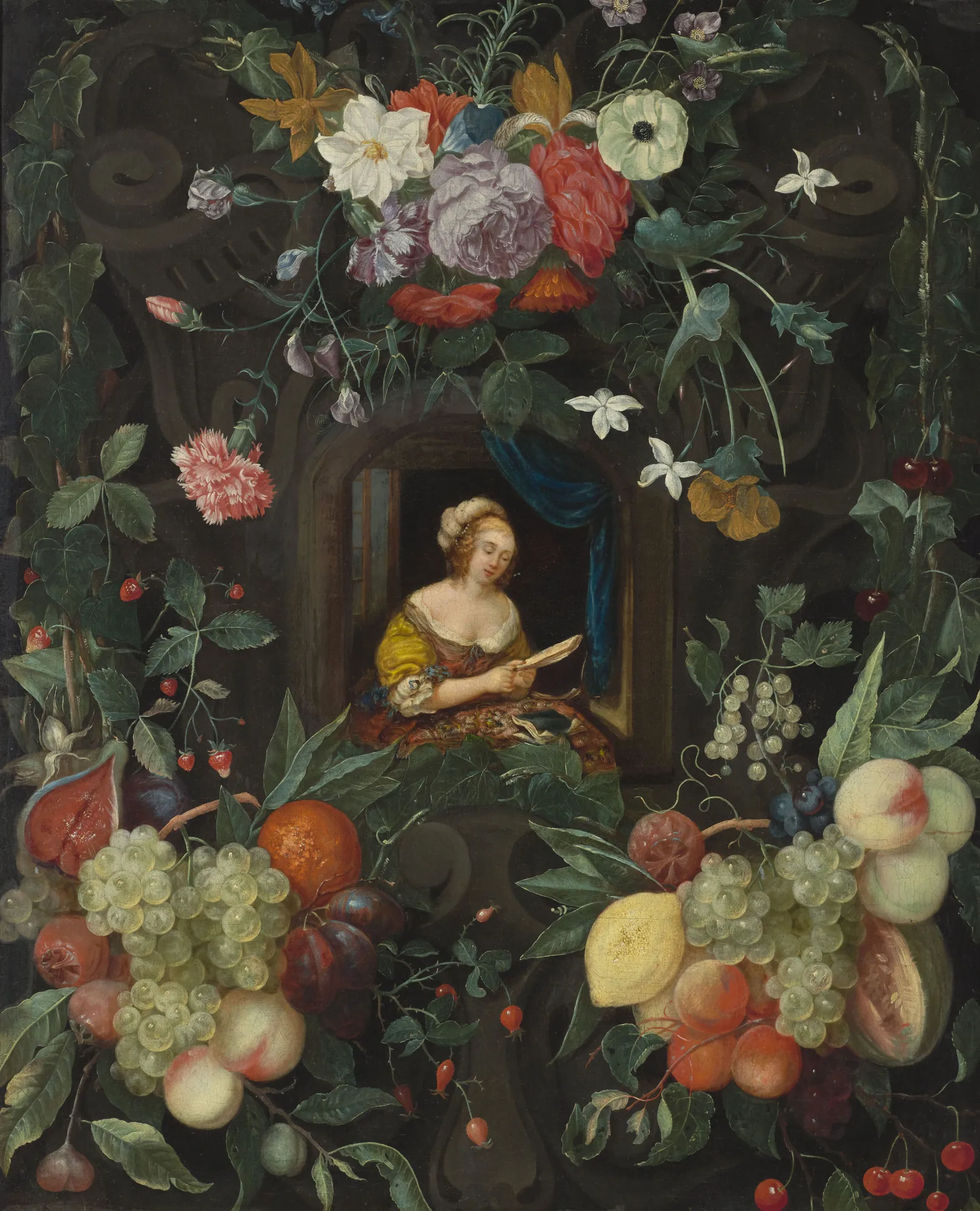 Portrait of a Lady Surrounded by a Garland