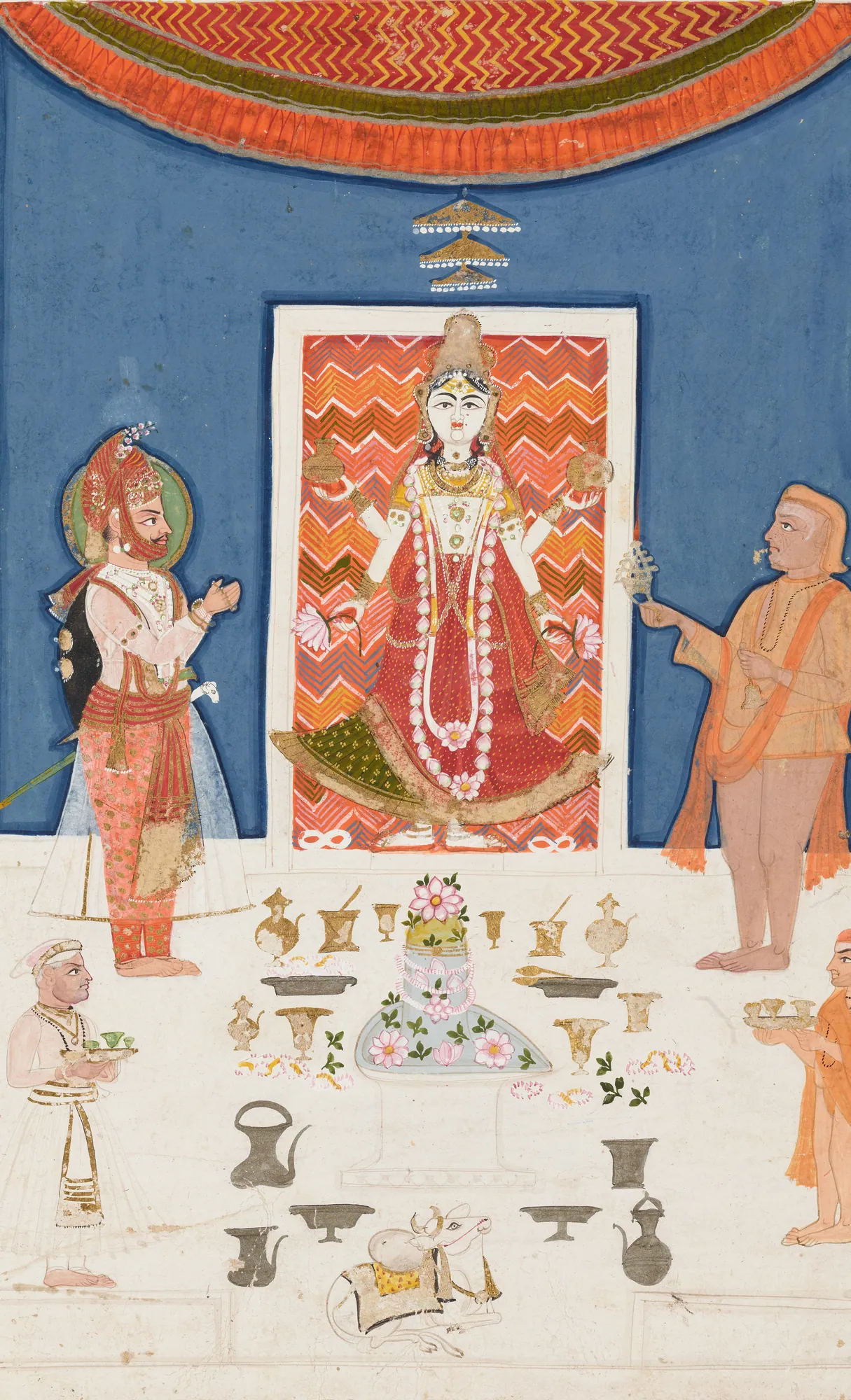 A Maharana of Mewar Worshipping an Icon