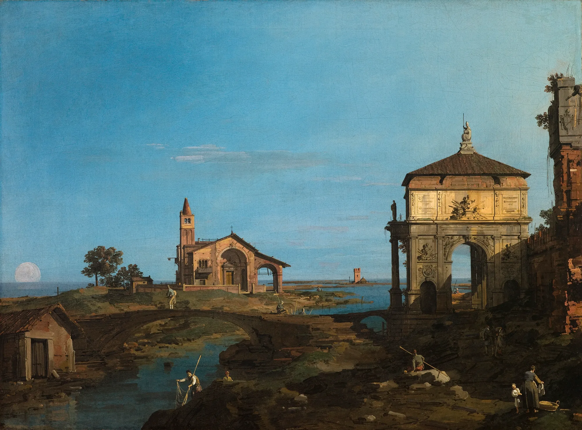 An Island in the Lagoon with a Gateway and a Church