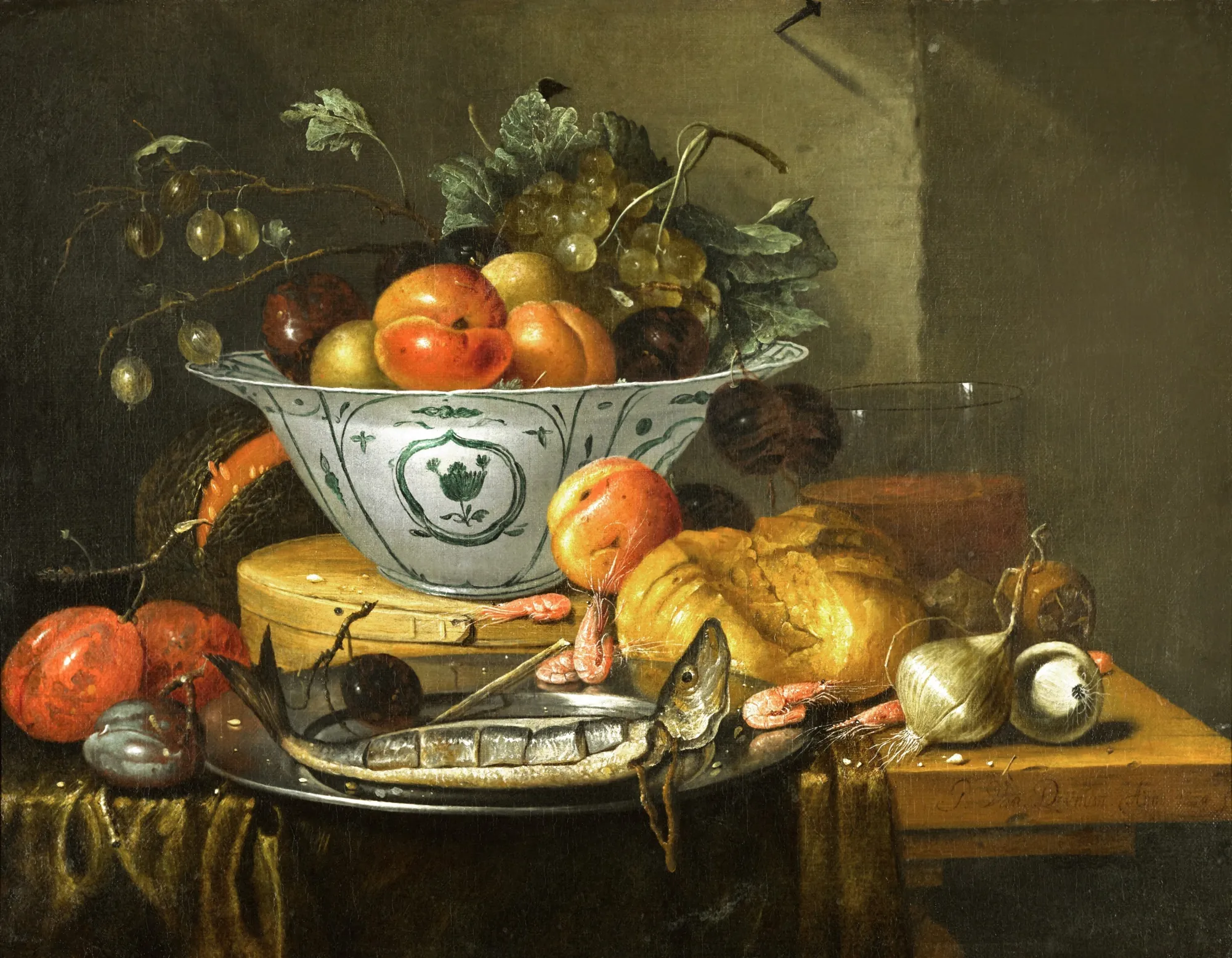 Still Life with Fruit, Herring, and Bread