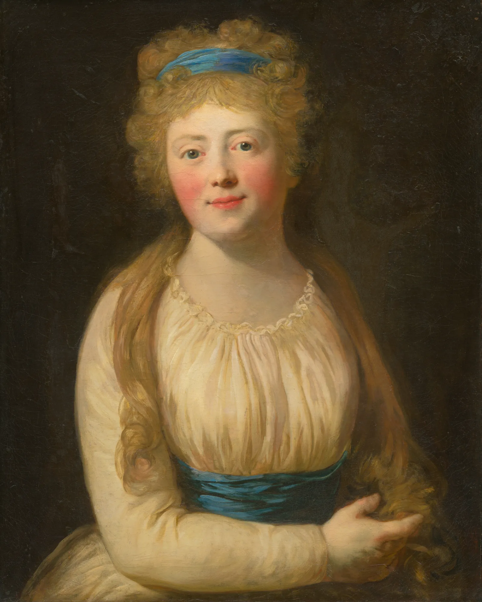 Portrait of a Woman with a Blue Ribbon