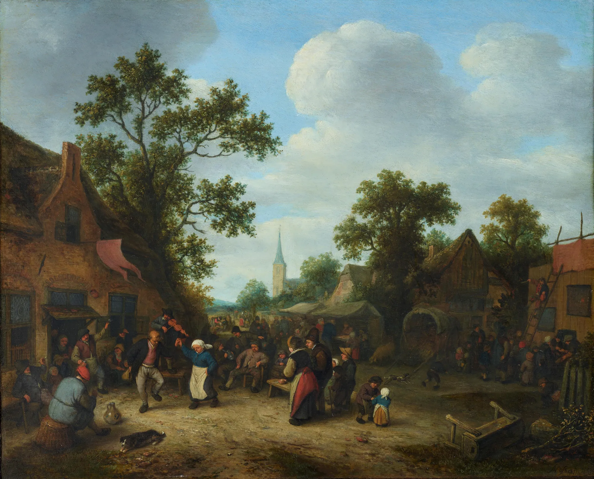 Village Festival with Dancing Peasant Couple