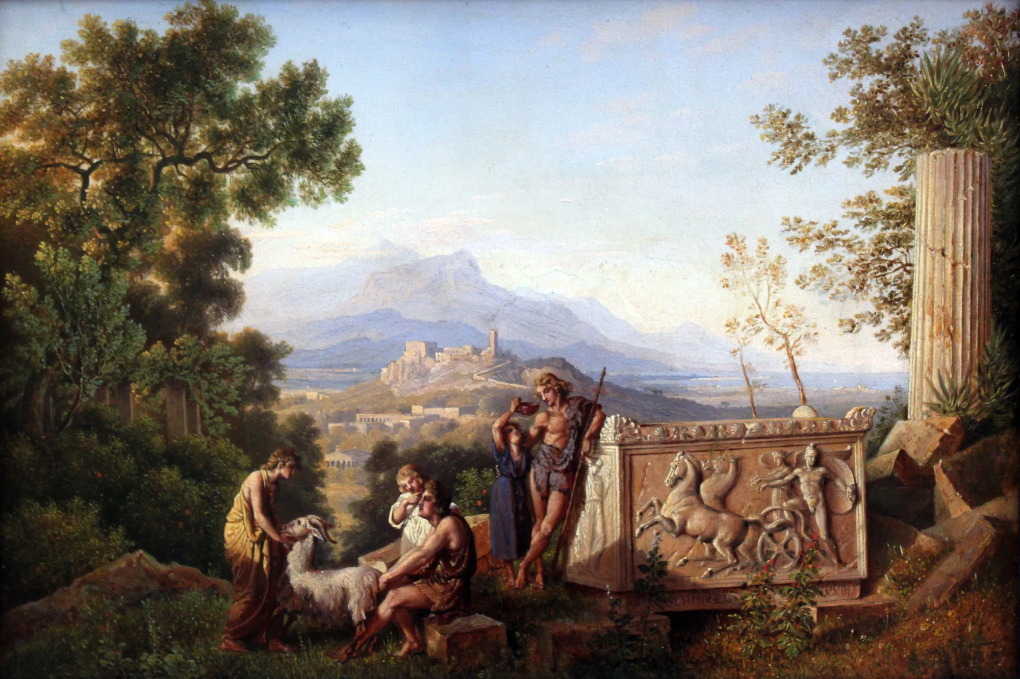 Greek Fantasy Landscape with Resting Shepherds