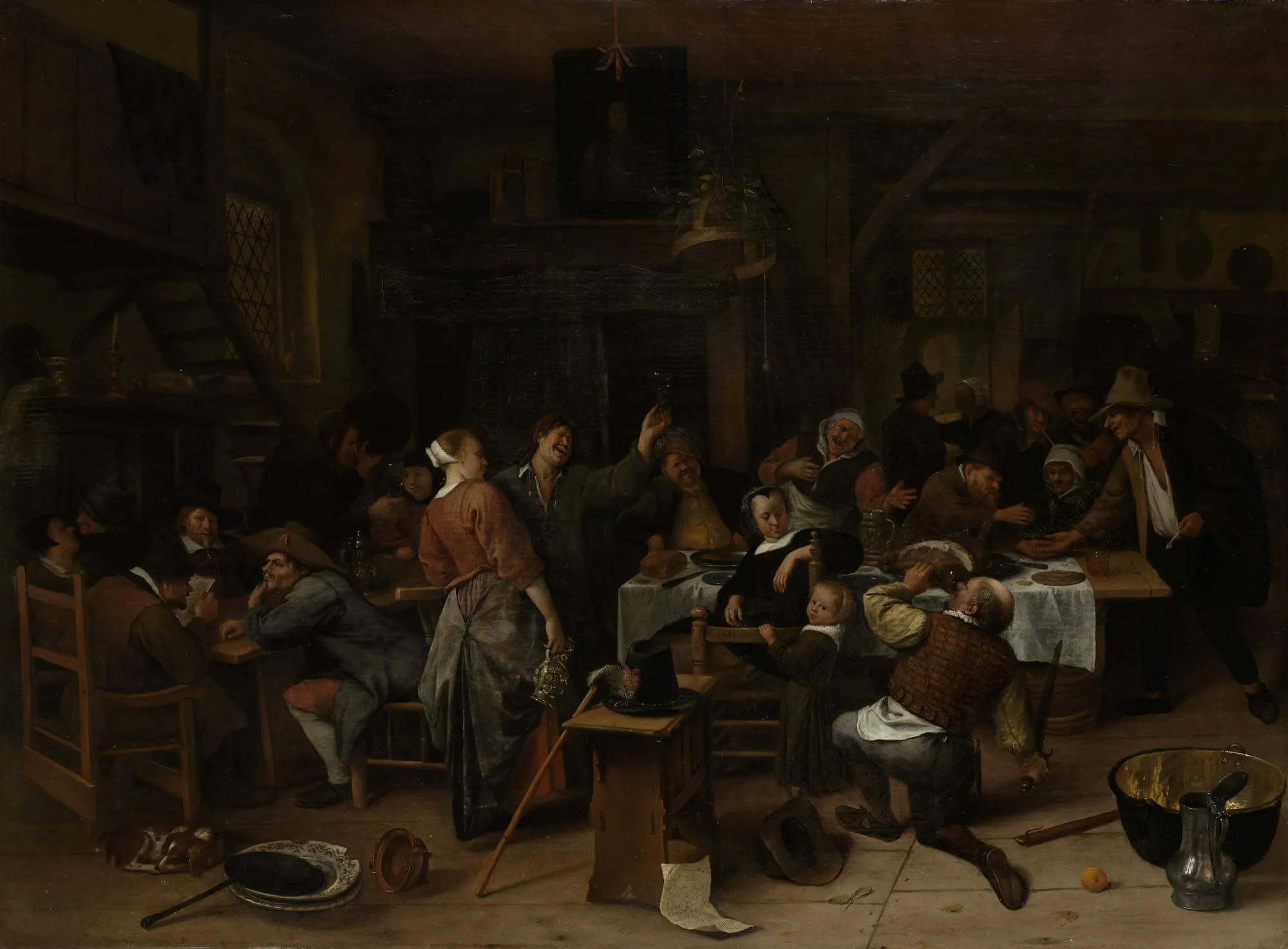 Prince’s Day Prince’s Day by Jan Steen. A bustling 17th-century Dutch interior filled with figures eating, drinking, and celebrating around tables.