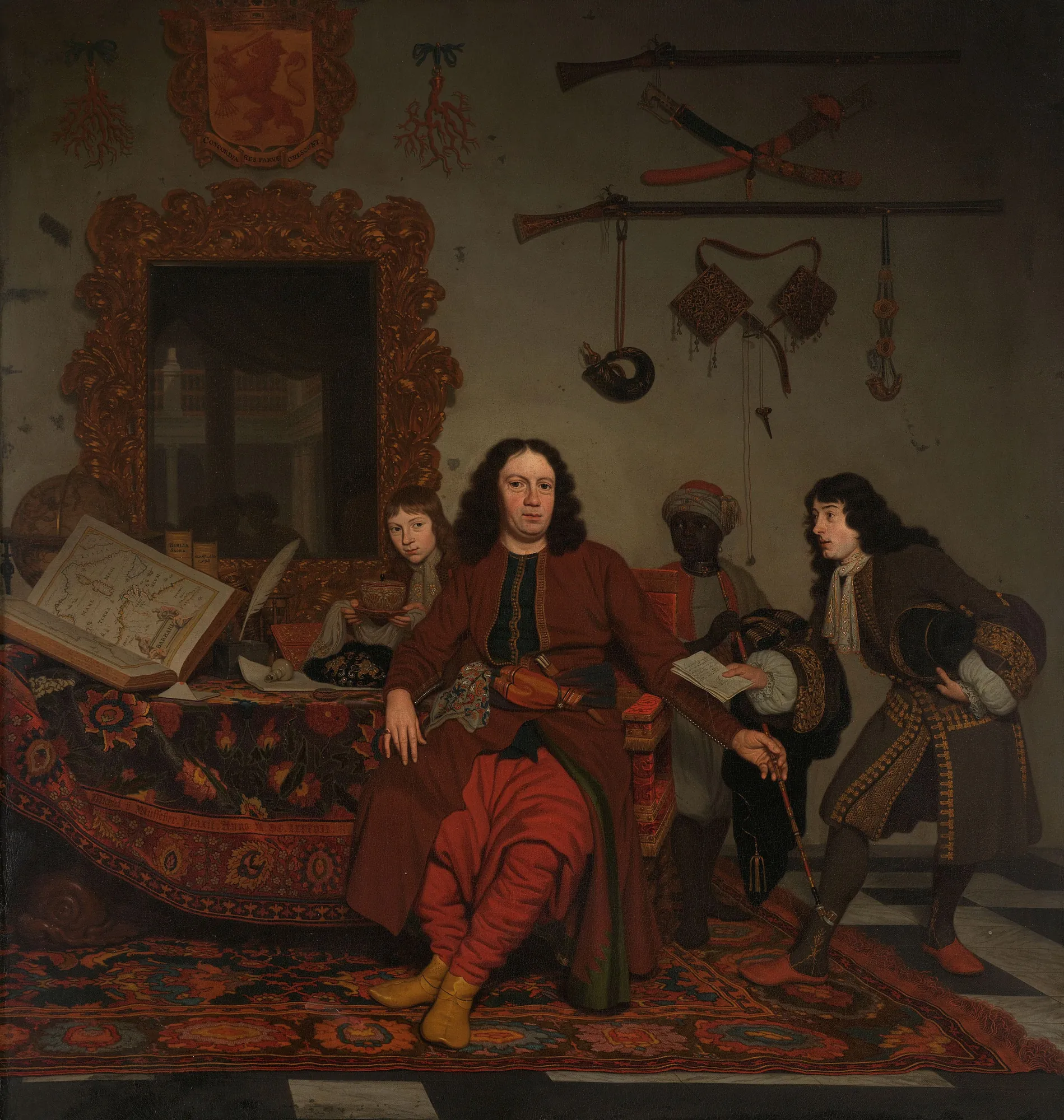 Thomas Hees with his Nephews Jan and Andries Hees and a Servant