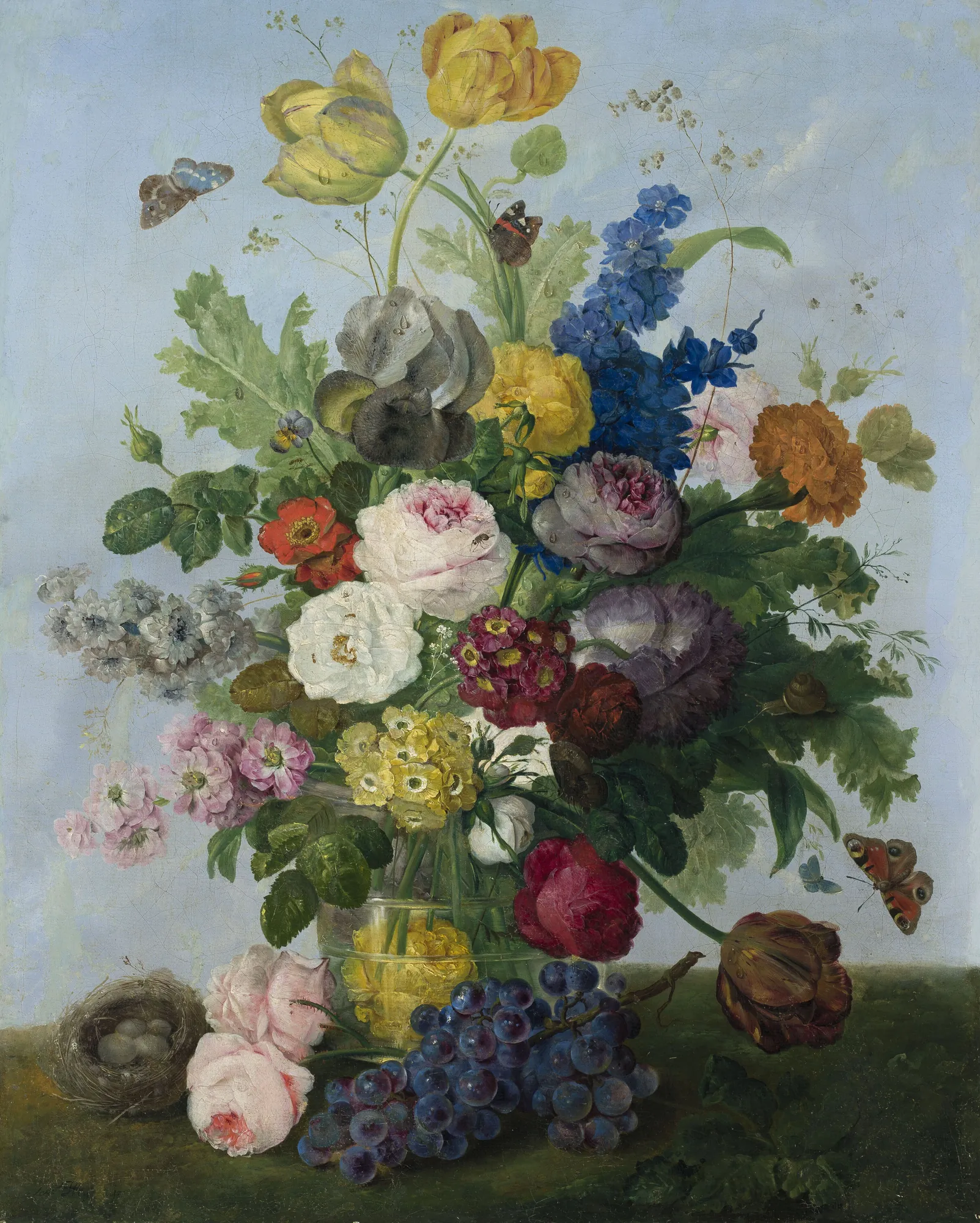A Bouquet of Flowers and a Nest