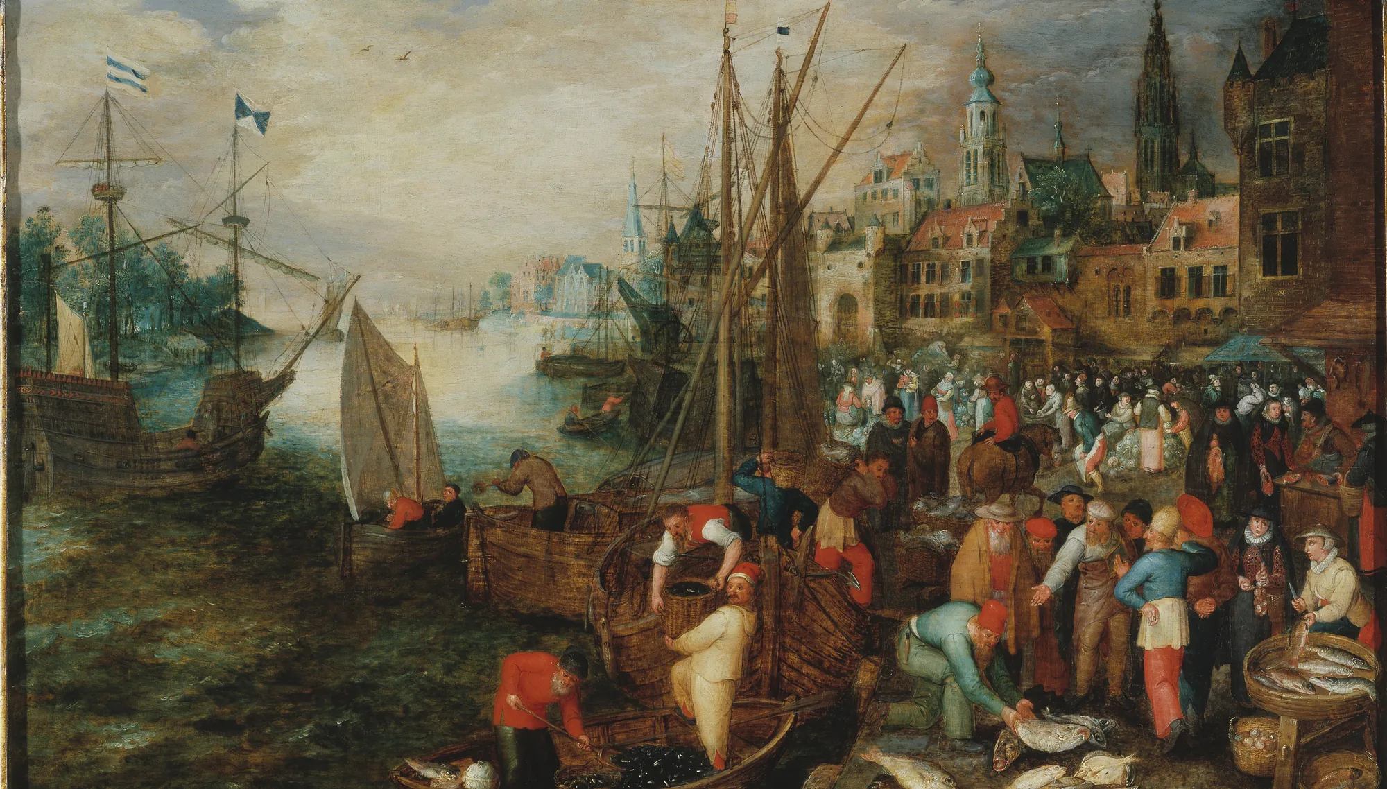 Harbor and Market in Antwerp