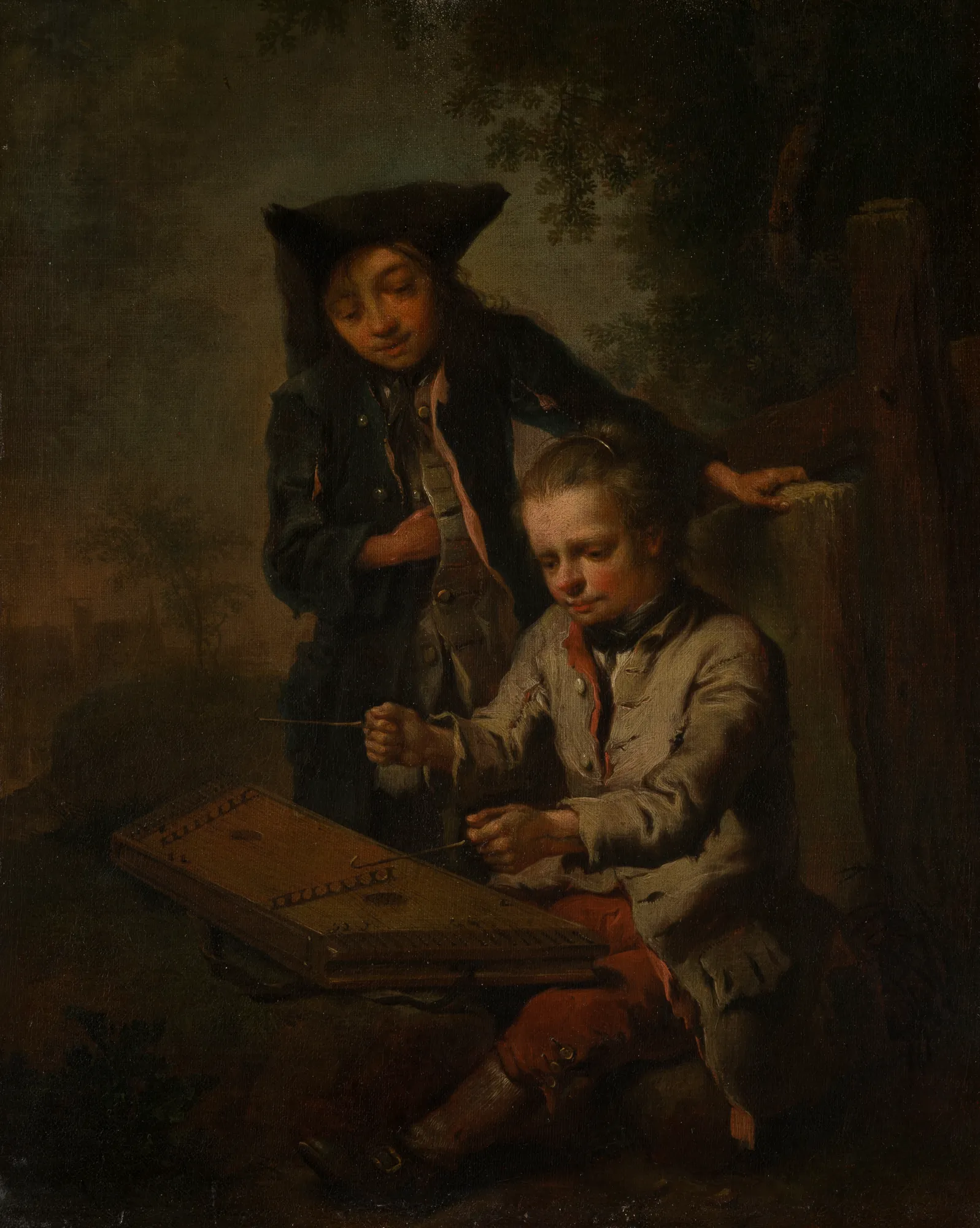 Two Boys, One of Them Playing the Dulcimer