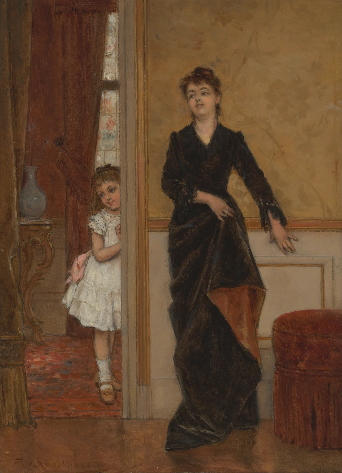 An Elegant Lady and a Young Girl