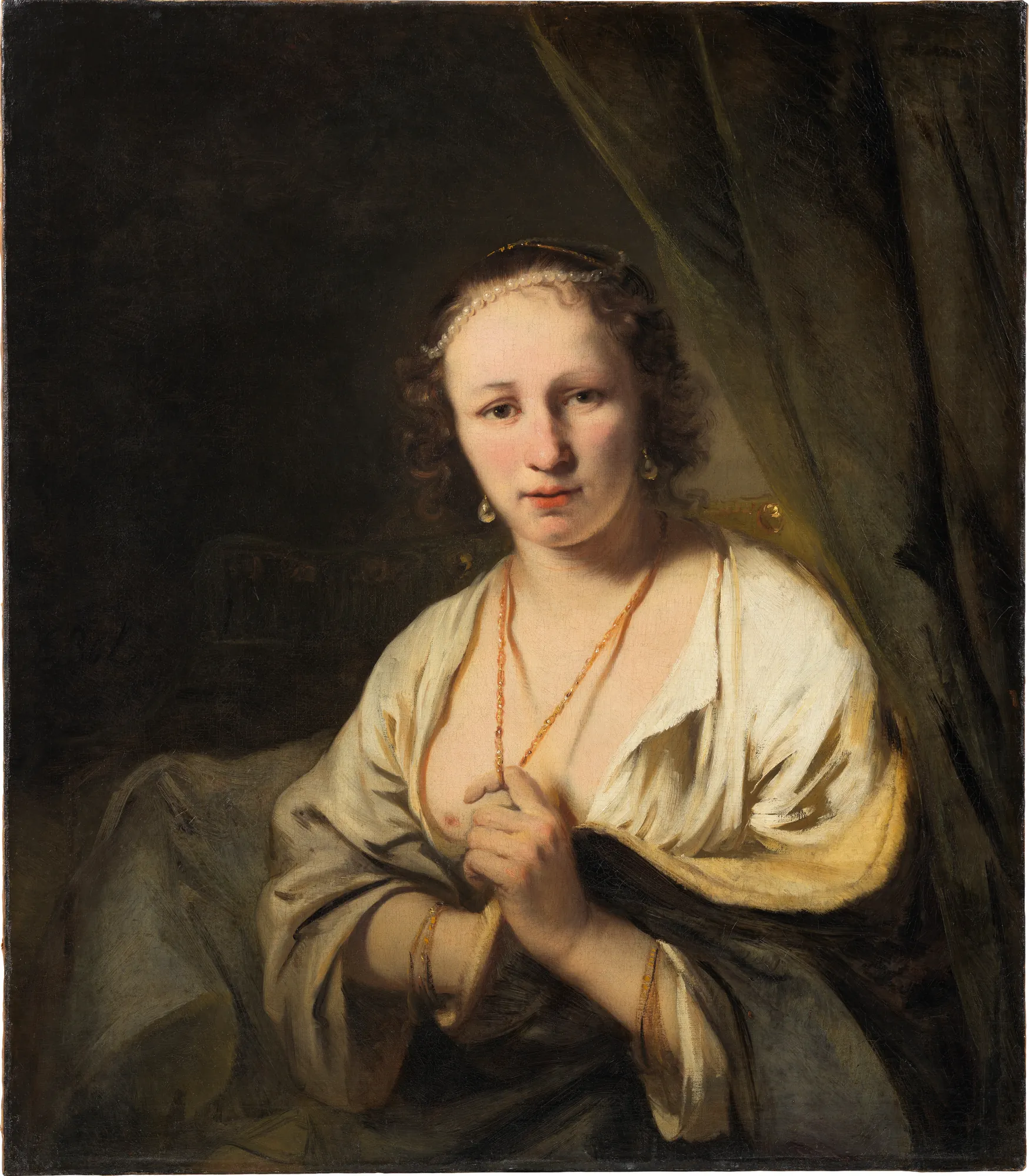 Woman with Pearls in her Hair