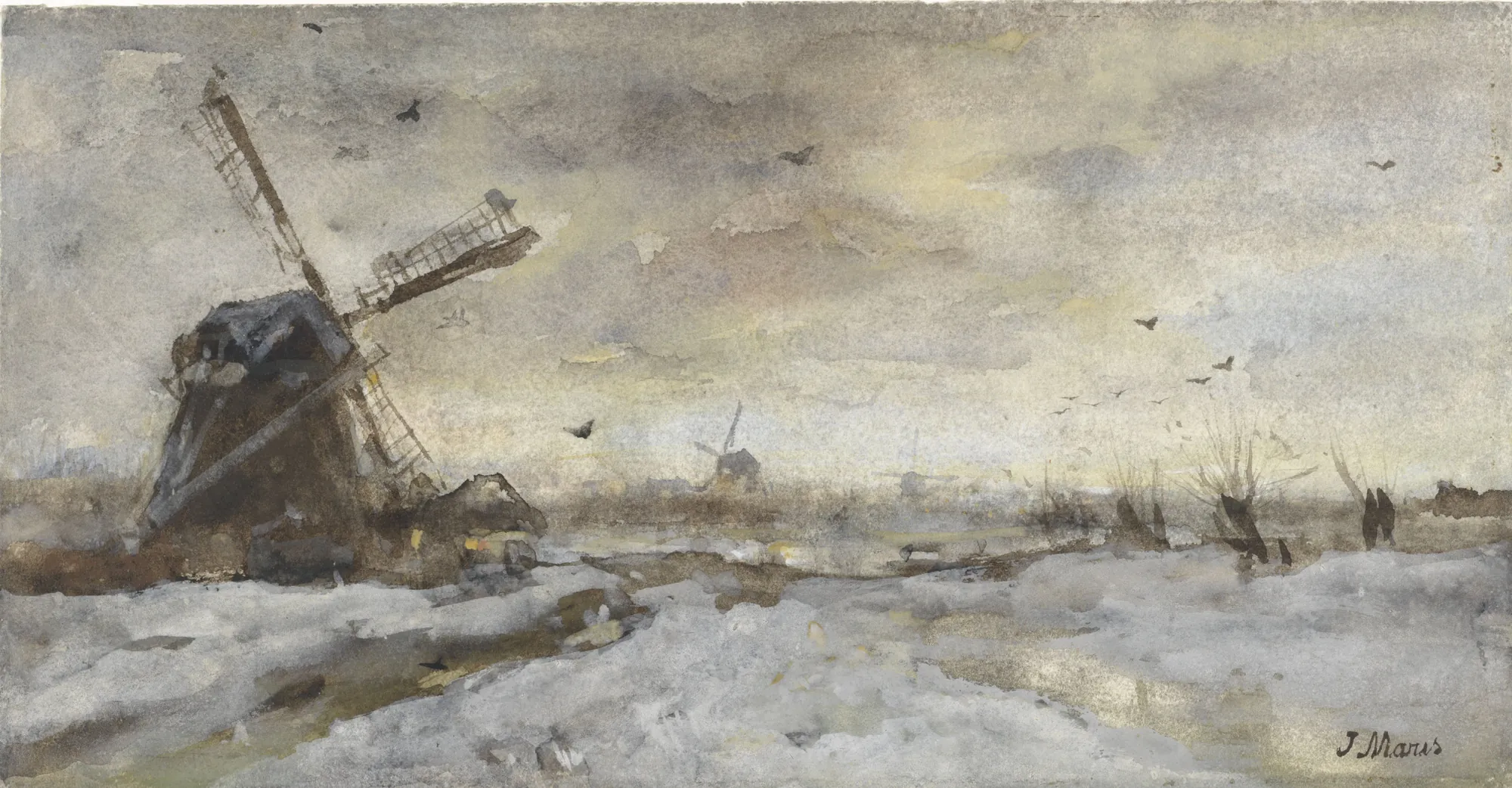 Landscape with a Windmill in the Snow