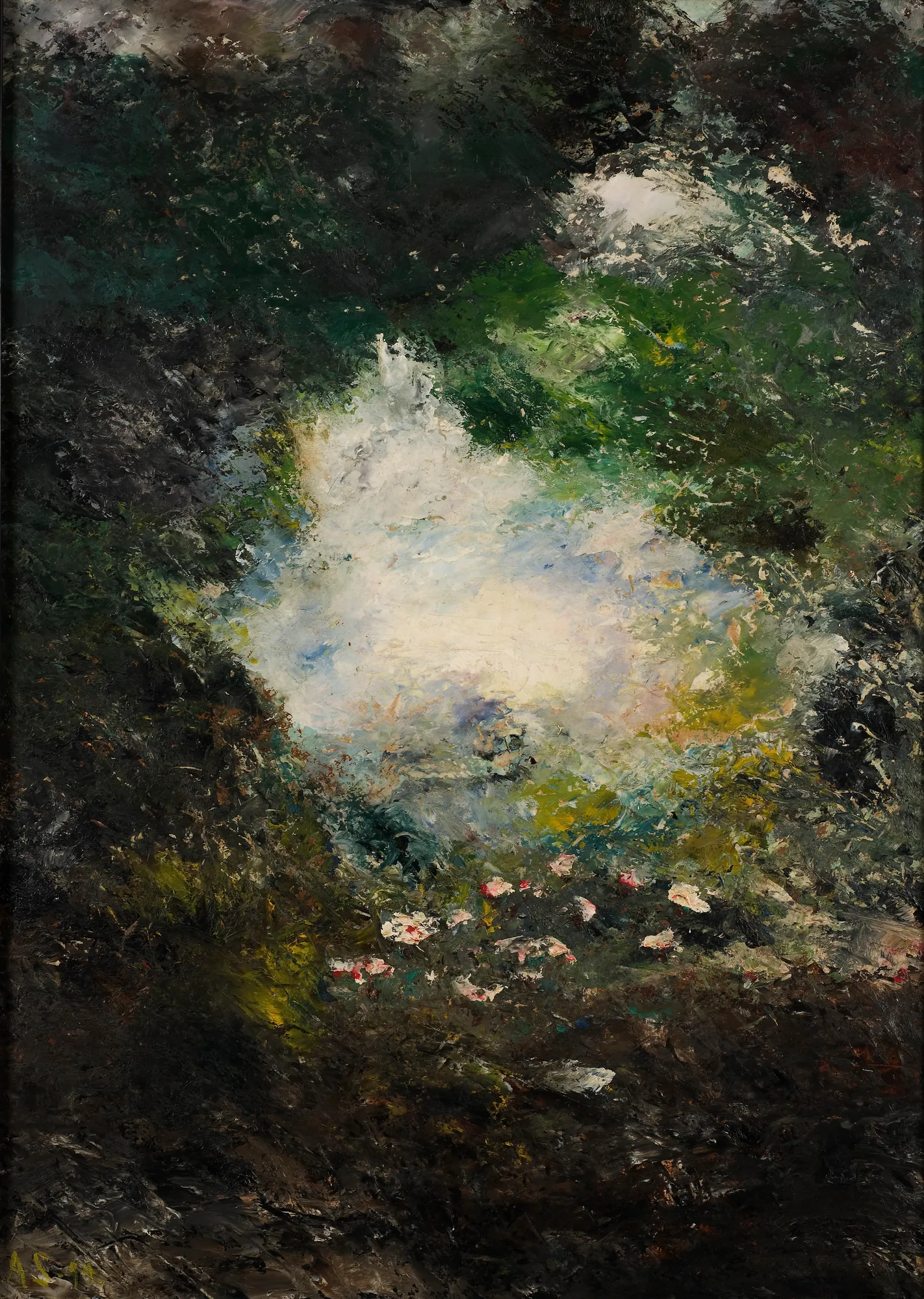 Wonderland Wonderland by August Strindberg. An atmospheric, expressionistic landscape featuring a luminous central clearing surrounded by dark, turbulent forest textures.