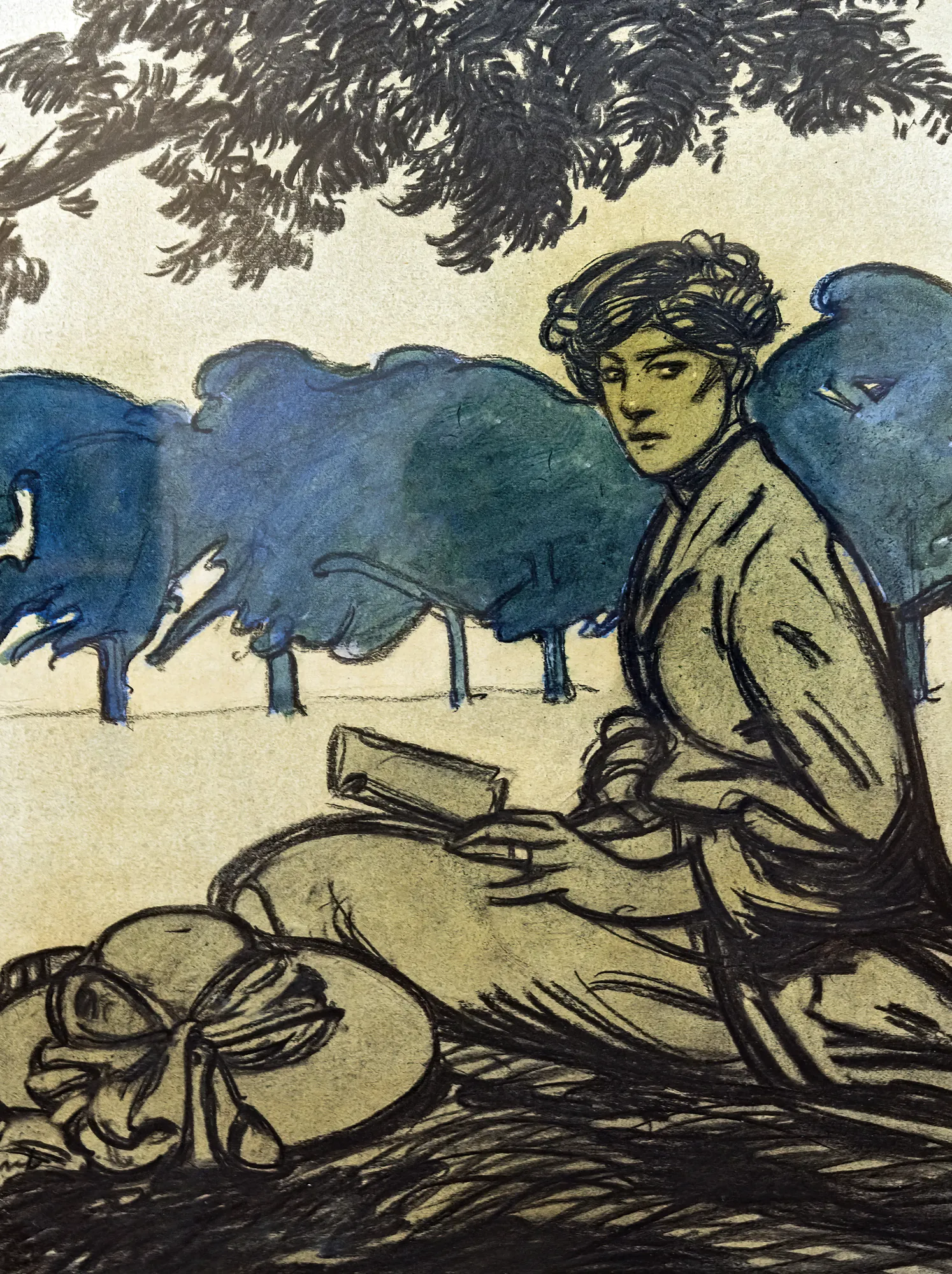 Woman Sitting in a Park